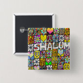 60s Psychedelic Shalom LOVE Button (Vorne & Hinten)