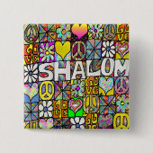 60s Psychedelic Shalom LOVE Button (Vorderseite)
