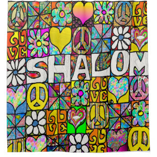 60s Psychedelic Shalom LOVE Duschvorhang