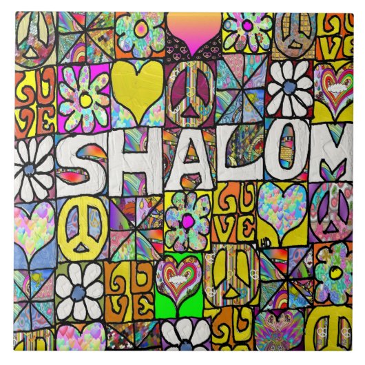 60s Psychedelic Shalom LOVE Fliese (Vorderseite)