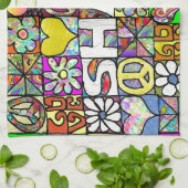 60s Psychedelic Shalom LOVE Küchentuch (Gefaltet)