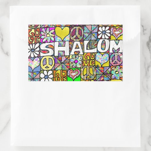 60s Psychedelic Shalom LOVE Rechteckiger Aufkleber (Tasche)
