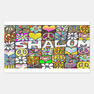 60s Psychedelic Shalom LOVE Rechteckiger Aufkleber