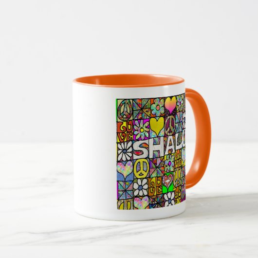 60s Psychedelic Shalom LOVE Tasse (VorderseiteRechts)
