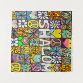 60s Psychedelic Shalom LOVE Wandteppich (Vorderseite (Horizontal))