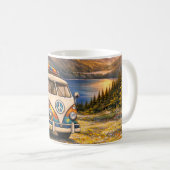 60s Retro Traveler Hippie Bus Camper Van Lake Life Kaffeetasse (VorderseiteRechts)