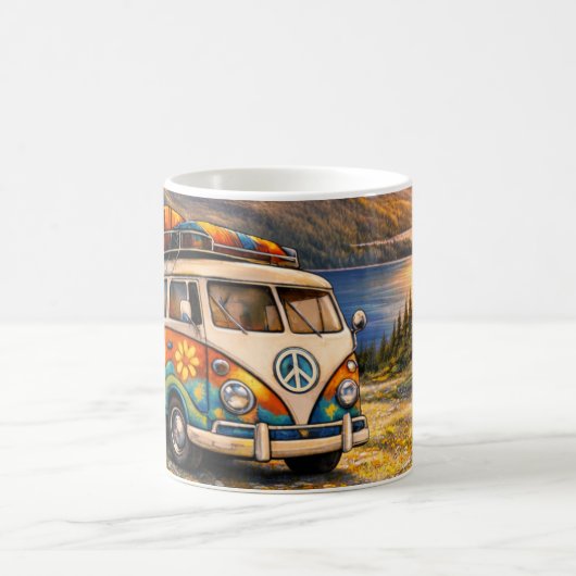 60s Retro Traveler Hippie Bus Camper Van Lake Life Kaffeetasse (Mittel)