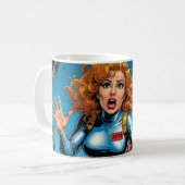 60s Scifi Woman running from Alien Robot Kaffeetasse (Vorderseite Links)