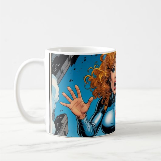 60s Scifi Woman running from Alien Robot Kaffeetasse (Links)