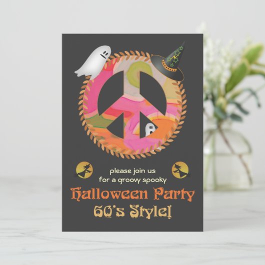 60's Thema Halloween-Party Einladung (Stehend Vorderseite)