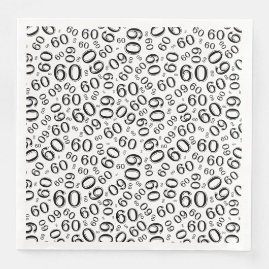 60th Age Random Number Pattern Black/White Serviette (Vorderseite)