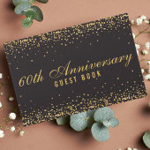 60th Anniversary Black Gold Confetti Elegant Gästebuch