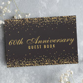 60th Anniversary Black Gold Confetti Elegant Gästebuch