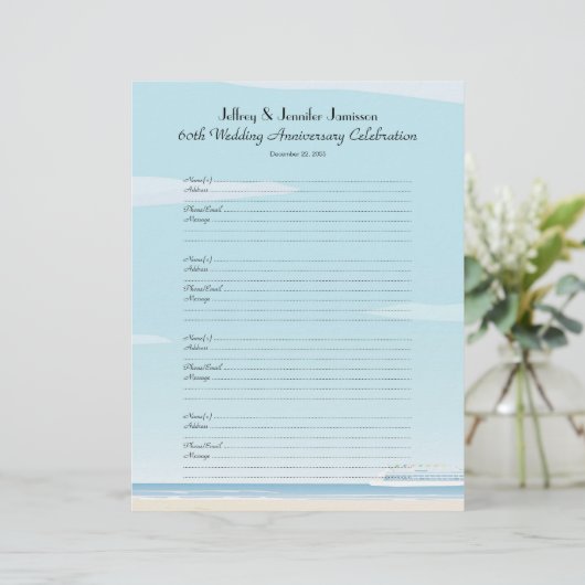 60th Anniversary Party Guest Book Sign-In Page (Stehend Vorderseite)