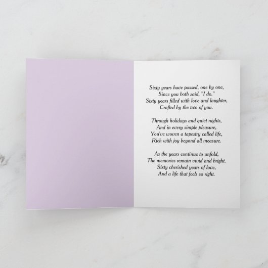 60th Anniversary Scroll Lilacs and Hydrangeas  Karte (Innenseite)