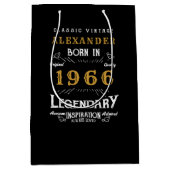60th Birthday 1966 Add Name Legend Black Gold Mittlere Geschenktüte (Vorderseite)