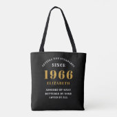 60th Birthday 1966 Black Gold For Her Personalized Tasche (Rückseite)
