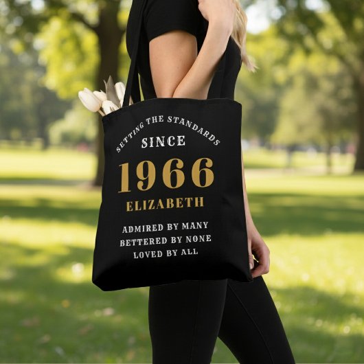 60th Birthday 1966 Black Gold For Her Personalized Tasche