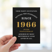 60th Birthday 1966 Black Gold Invitation Postkarte