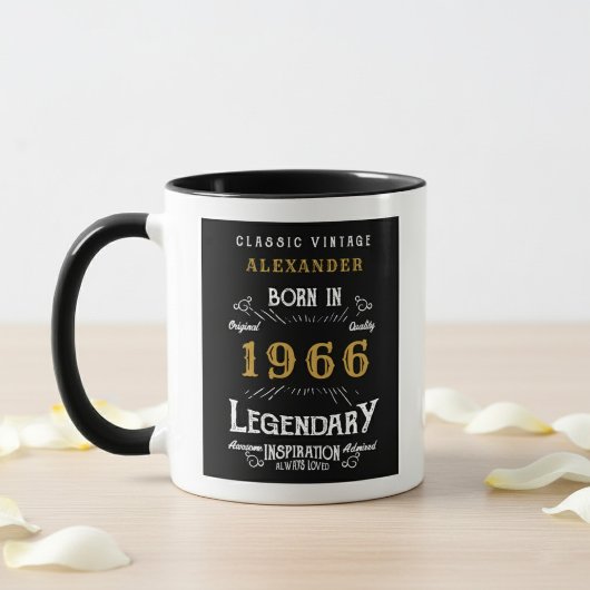 60th Birthday 1966 Legend Retro Black Personalized Tasse