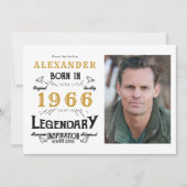 60th Birthday 1966 Legend White & Gold Photo Einladung (Vorderseite)