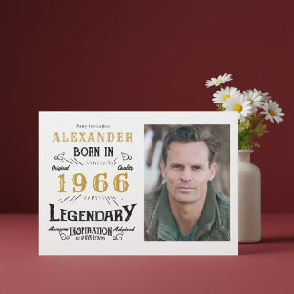 60th Birthday 1966 Legend White & Gold Photo Einladung