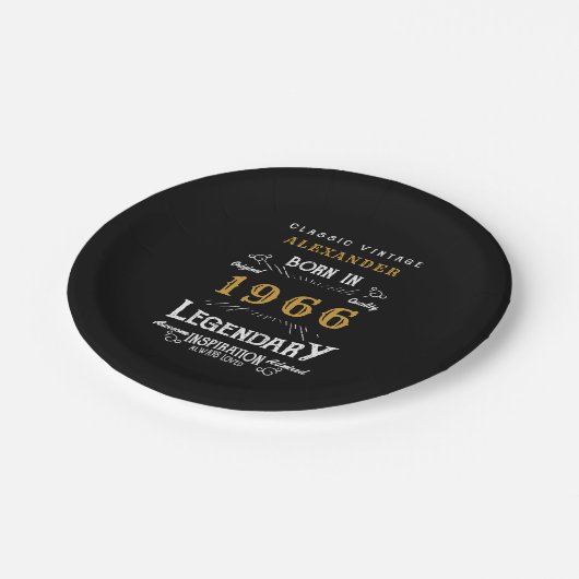 60th Birthday 1966 Legendary Retro Pappteller (Schrägansicht)