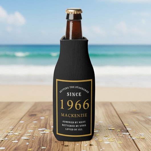 60th Birthday 1966 Name Elegant Chic Black Gold Flaschenkühler