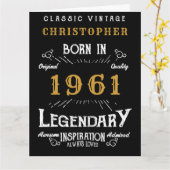 60th Birthday Add Name Born 1961 Legendary Large Karte (Gelbe Blume)