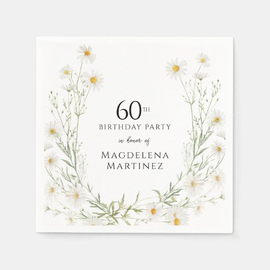 60th Birthday April Birth Month Flower Daisy Serviette (Vorderseite)