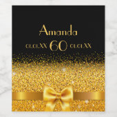 60th birthday black gold elegant name weinetikett (Einzelnes Label)