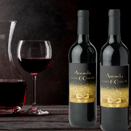 60th birthday black gold elegant name weinetikett