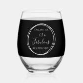 60th Birthday Black Silver Personalized Party Weinglas Ohne Stiel (Rückseite)