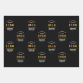 60th Birthday born 1966 Add Name Black Gold Geschenkpapier Set (Vorderseite 2)