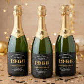 60th Birthday Born 1966 Add Name Black Gold Schaumweinetikett