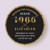 60th Birthday Born 1966 Black Gold Runde Wanduhr