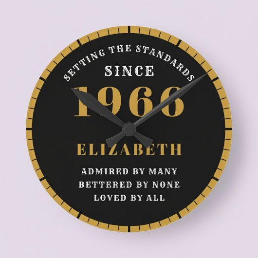 60th Birthday Born 1966 Black Gold Runde Wanduhr