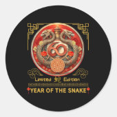 60th Birthday Born Snake Year 1965 Chinese Lunar N Runder Aufkleber (Vorderseite)
