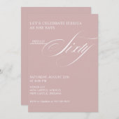 60th Birthday Caligraphy Modern Elegant Einladung (Vorne/Hinten)