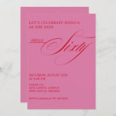 60th Birthday Caligraphy Modern Elegant Einladung (Vorne/Hinten)