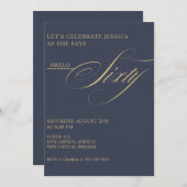 60th Birthday Caligraphy Modern Elegant Einladung (Vorne/Hinten)