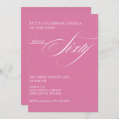 60th Birthday Caligraphy Modern Elegant Einladung (Vorne/Hinten)