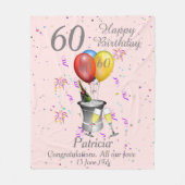60th Birthday Celebration Pink Fleece Blanket (Vorderseite)