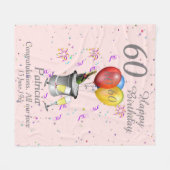 60th Birthday Celebration Pink Fleece Blanket (Vorderseite (Horizontal))