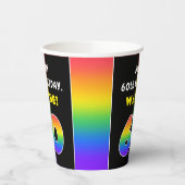 60th Birthday: Colorful Rainbow # 60, Custom Name Pappbecher (Links)