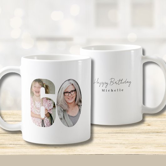 60th Birthday Custom Two Photo  Kaffeetasse