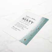 60th Birthday Elegant Green Brush Stroke  Folieneinladung (Gedreht)