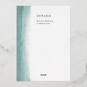 60th Birthday Elegant Green Brush Stroke  Folieneinladung (Rückseite)