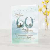 60th Birthday Evergreen Pines and Deer Nature Karte (Gelbe Blume)