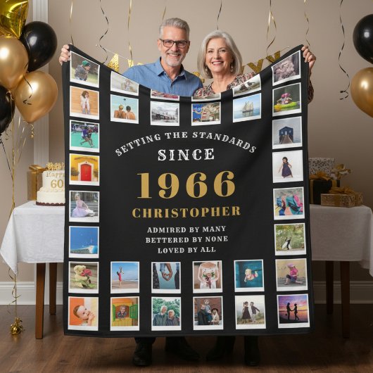 60th Birthday Family Memories Photo Collage Fleecedecke